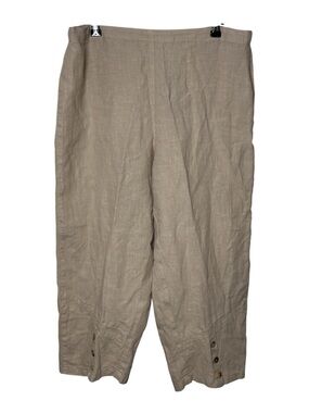 Click by Color Me Cotton Cropped Pants Capris XL Beige Linen Pull On Coast NEW